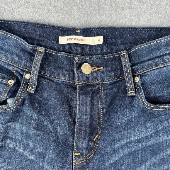 Levi 505 Straight Jeans Dark Wash Womens 4 Whiskering Cowboy Western Rodeo - Picture 2 of 9